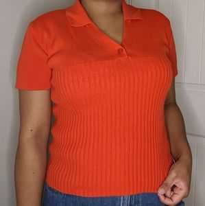 Vintage Orange Collared Top